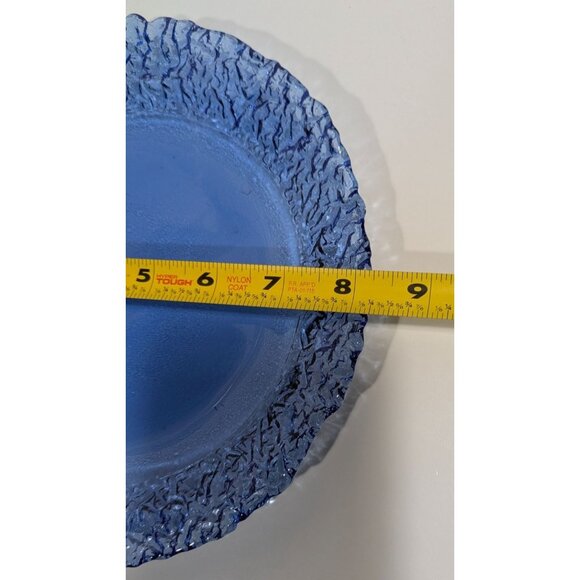 Fire & Light Style Blue Recycled Glass Lunch Plate Textured Rim - Picture 4 of 10